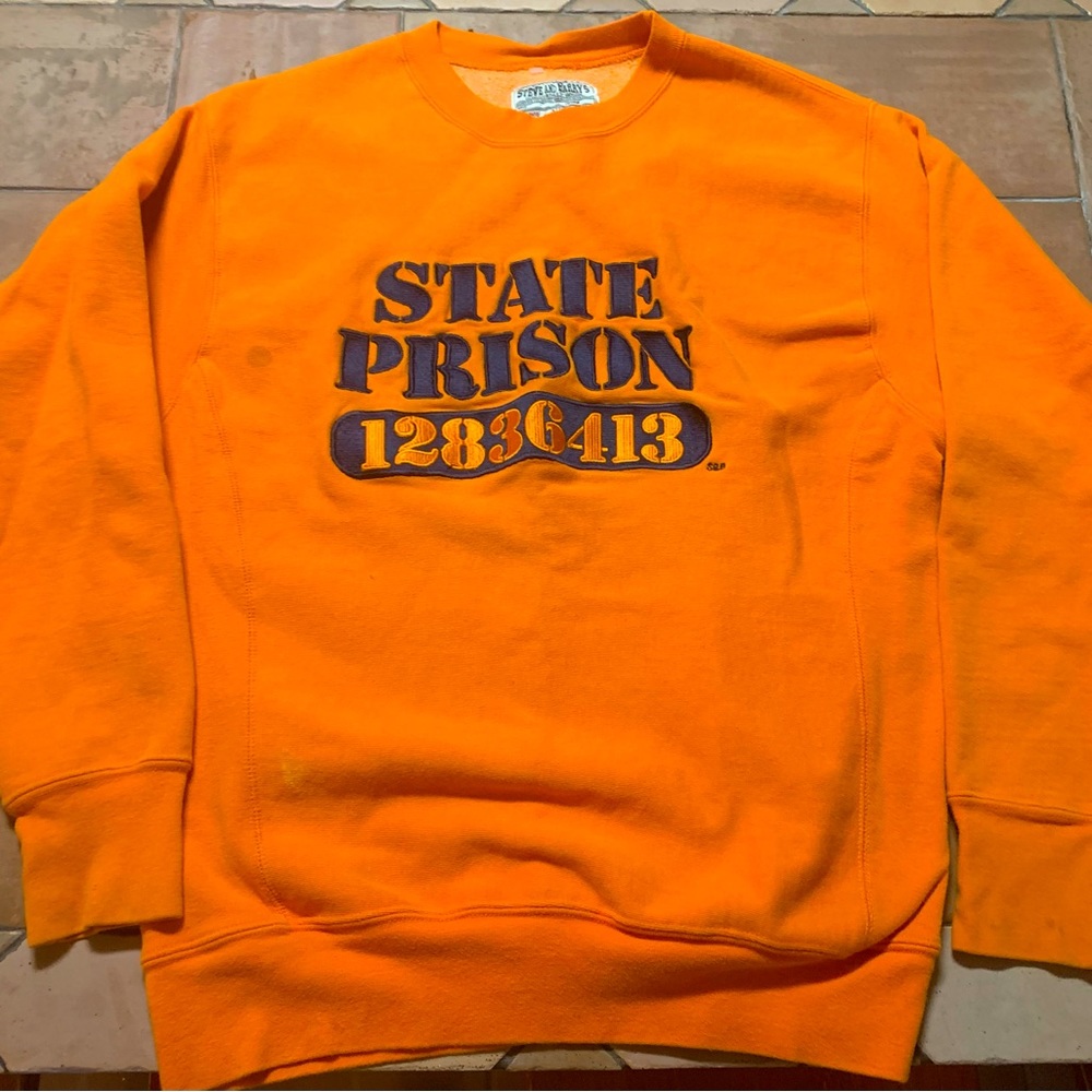 Halloween County Jail Inmate Sweatshirt Orange Size M Unisex